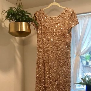 Adrianna Papell Gold Sequin Maxi dress